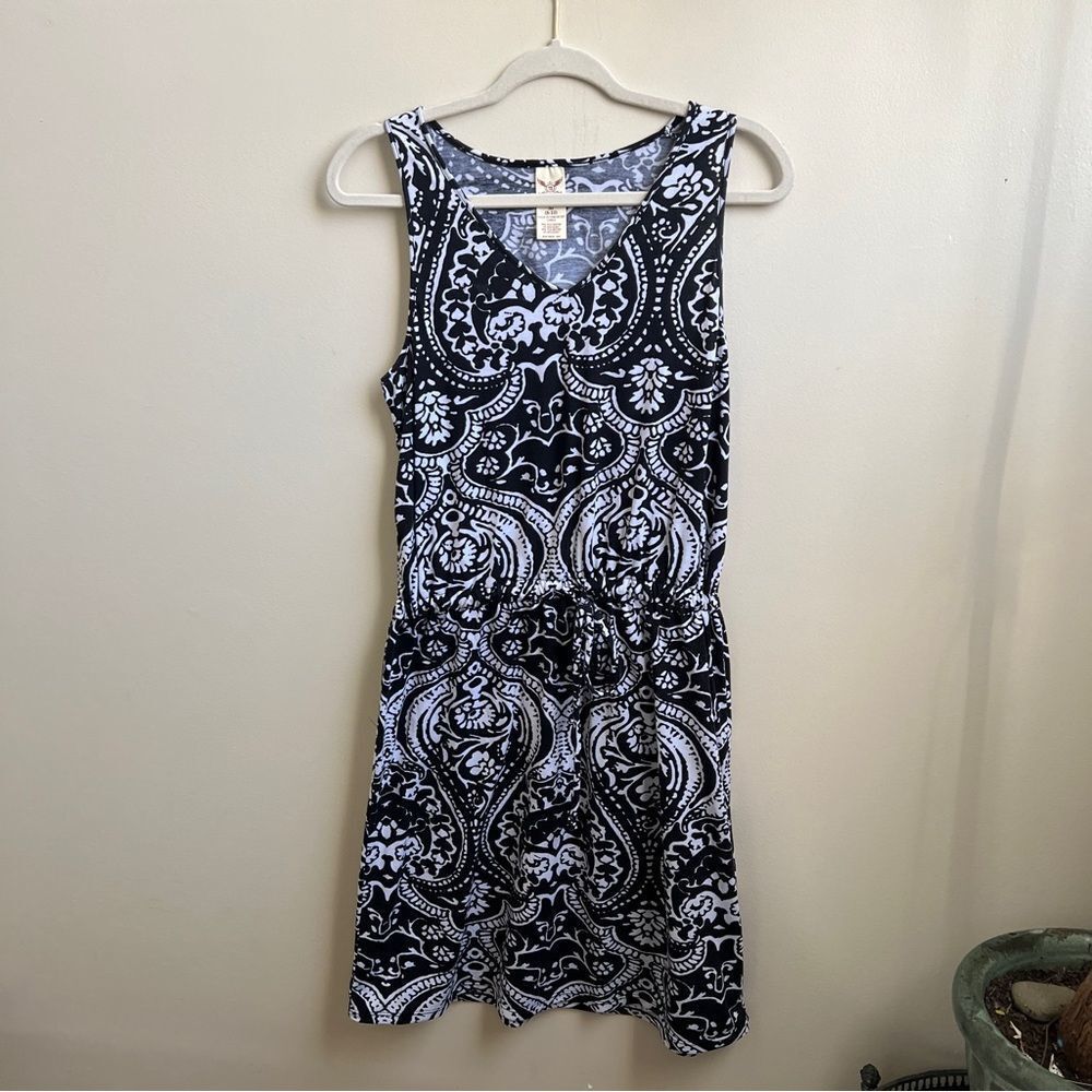Faded Glory black & white print sleeveless dress M